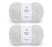 Pretty Jolly 2 Skeins Long Pile Mohair Yarn(Light Grey)