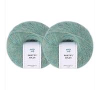 Pretty Jolly 2 Skeins Soft Mohair Yarn, Fluffy & Fuzzy, Luxurious & Thin, Slik Wool Blend Yarn for Crochet & Knitting, Total 20g×2, 300m×2 (Green Field)