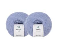 Pretty Jolly 2 Skeins Soft Mohair Yarn, Fluffy & Fuzzy, Luxurious & Thin, Slik Wool Blend Yarn for Crochet & Knitting, Total 20g×2, 300m×2 (Blueberry)