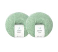Pretty Jolly 2 Skeins Soft Mohair Yarn, Fluffy & Fuzzy, Luxurious & Thin, Slik Wool Blend Yarn for Crochet & Knitting, Total 20g×2, 300m×2 (Tender Grass Green)