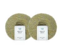 Pretty Jolly 2 Skeins Soft Mohair Yarn, Fluffy & Fuzzy, Luxurious & Thin, Slik Wool Blend Yarn for Crochet & Knitting, Total 20g×2, 300m×2 (Grass)