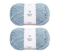 Pretty Jolly 2 Skeins Soft Wool-Acrylic Yarn for Knitting & Crochet, Worsted Weight, Quality Wool Blend Blanket Yarn for DIY Craft (Toatal: 2×100g, 2×140m) (Light Blue)