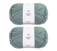 Pretty Jolly 2 Skeins Soft Wool-Acrylic Yarn for Knitting & Crochet, Worsted Weight, Quality Wool Blend Blanket Yarn for DIY Craft (Toatal: 2×100g, 2×140m) (Pale Greyish Green)