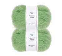 PRETTY JOLLY 2 Skeins Super Soft Fluffy Yarn, Chunky, Faux Fur, 100% Nylon, Long Pile & Fuzzy, Eyelash Yarn for Crochet & Knit, Total 7.05oz/416yds(Warm Green)