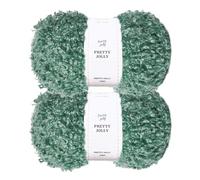 Pretty Jolly 2 Skeins Teddy Fur Super Soft Chunky Fluffy Faux Fur Fuzzy Eyelash Yarn for Crochet Knit - Total Length 2×50m (100g×2) (Green)