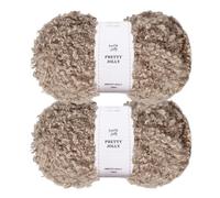 Pretty Jolly 2 Skeins Teddy Fur Super Soft Chunky Fluffy Faux Fur Yarn - Fuzzy Eyelash for Crochet Knit - Total Length 2×50m (100g×2) (Light Brown)