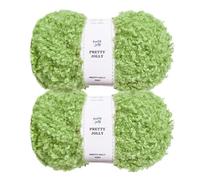 Pretty Jolly 2 Skeins Teddy Fur Yarn (Bud Green) | Super Soft Chunky Fluffy Faux Fur Fuzzy Eyelash Yarn for Crochet Knit - Total Length 2*50m (100g*2)