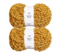 Pretty Jolly 2 Skeins Teddy Fur Yarn - Super Soft, Chunky, Fluffy & Fuzzy, Faux Fur, Eyelash Yarn for Crochet & Knit 2×50m (100g×2) (Gold)