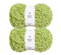 Pretty Jolly 2 Skeins Teddy Fur Yarn - Tender Green | Super Soft Chunky Fluffy Faux Fur Fuzzy Eyelash Yarn for Crochet Knit - Total Length 2*50m (100g*2)