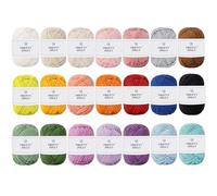 Pretty Jolly 21 Skeins Assorted Colors Yarns 1470 Yards of Mini Balls Soft Baby Cotton Yarn for Crochet, 4 Ply, Fingering Weight for DIY Craft 21×64m/21×20g (Kit 2)
