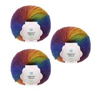 Pretty Jolly 3 Skeins Rainbow Wool Yarn(1#) | Soft Gradient, Self-Striping, Multi Color for Crochet & Knitting, Single Ply