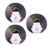 Pretty Jolly 3 Skeins Rainbow Wool Yarn - Soft Gradient, Self-Striping, Multi Color for Crochet & Knitting, Single Ply (7#)