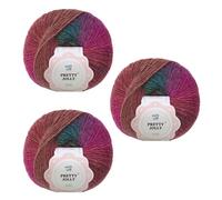 Pretty Jolly 3 Skeins Rainbow Wool Yarn - Soft Gradient, Self-Striping, Multi Color for Crochet & Knitting, Single Ply (20#)