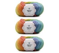 Pretty Jolly 3 Skeins Rainbow Wool Yarn - Soft Gradient, Self-Striping, Multi Color for Crochet & Knitting, Single Ply (11#)