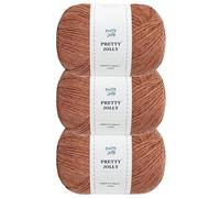 Pretty Jolly 3 Skeins Soft Merino Wool Yarn - Soft & Warm, Finger Weight, Woolen Yarn for Crochet & Knitting, Total 150g / 555m (Caramel)