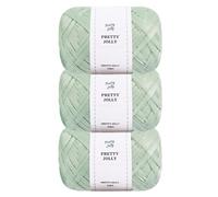 Pretty Jolly 3 Skeins Soft Tape Yarn, Craft Ribbon Raffia Paper Yarn, Crocehting & Knitting, Light Weight. 100% Polyester for DIY Gift Wrapping Total Length 3×100m/3×50g (Light Green)