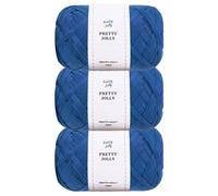 Pretty Jolly 3 Skeins Soft Tape Yarn Polyester Ribbon for Knitting, Light Weight Raffia Craft Paper Yarn for DIY Gift Wrapping for Crocheting Hat Bag Total Length 3×100m/3×50g (Blue)