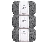 Pretty Jolly 3 Skeins Soft Tape Yarn Polyester Ribbon for Knitting, Light Weight Raffia Craft Paper Yarn for DIY Gift Wrapping for Crocheting Hat Bag Total Length 3×100m/3×50g (Dark Grey)
