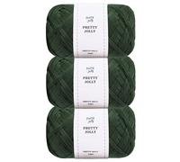 Pretty Jolly 3 Skeins Soft Tape Yarn Ribbon Yarn for Knitting Light Weight Raffia Yarn Craft Paper Yarn for DIY Gift Wrapping Polyester Yarn for Crocheting Hat Bag Total Length 3×100m/3×50g(Green)