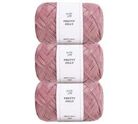 Pretty Jolly 3 Skeins Soft Tape Yarn Ribbon Yarn for Knitting Light Weight Raffia Yarn Craft Paper Yarn for DIY Gift Wrapping Polyester Yarn for Crocheting Hat Bag Total Length 3×100m/3×50g(Pink)
