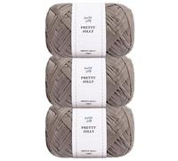 Pretty Jolly 3 Skeins Soft Tape Yarn Ribbon Yarn Light Weight Raffia Yarn Knitting Paper Yarn for DIY Craft Gift Wrapping Yarn for Crocehting Hat Bag Total Length 3×100m/3×50g(Grayish Brown)