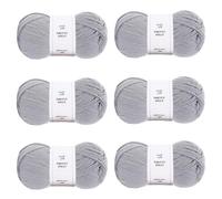 Pretty Jolly 300g Soft Assorted Colors Yarn, Sport Weight,100% Acrylic, 4 Ply, Bonbons Yarn for Crochet & Knit, DIY Project Starter Kit for Kids or Adults(6×132m) (Light Grey)
