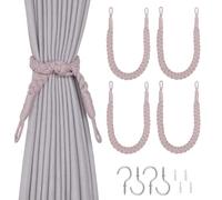 Pretty Jolly 4 Pack Natural Cotton Rope Curtain Tiebacks Elegant Boho Style Decorative Drape Tie Backs Soft Hand-Woven Rope Curtain Holdbacks with Metal Hook for Home & Office Drapery (Grayish Purple)