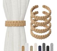 Pretty Jolly 4 Pack Natural Cotton Rope Curtain Tiebacks Farmhouse Rustic Style Decorative Drape Tie Backs Handmade Braided Curtain Holdbacks for Home Sheer/Light Weight Drapery (C-Dark Beige-S)