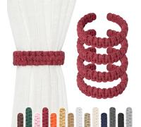 Pretty Jolly 4 Pack Natural Cotton Rope Curtain Tiebacks Farmhouse Rustic Style Decorative Drape Tie Backs Handmade Braided Curtain Holdbacks for Home Sheer/Light Weight Drapery (C-Wine Red-S)