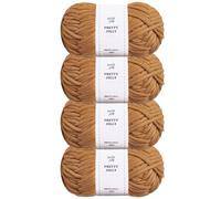 Pretty Jolly 4 Skeins Easy Crochet Yarn Soft Knitting Yarn for Beginners Cotton-Nylon Blend Yarn Easy-Use Yarn for Starters Crochet Kit Making Yarn for DIY Craft Total Length 4×50m(4×50g)(Light Brown)