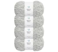 Pretty Jolly 4 Skeins Fancy Loop Yarn Soft Yarn with Little Loop Novelty Yarn for DIY Craft Fashion Yarn for Crochet Knitting Boucle Yarn Fingering Weight Yarn Totle Length4x140m(4x50g)(Light Grey)