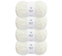 Pretty Jolly 4 Skeins Fancy Loop Yarn Soft Yarn with Little Loop Novelty Yarn for DIY Craft Fashion Yarn for Crochet Knitting Boucle Yarn Fingering Weight Yarn Totle Length4x140m(4x50g)(White)