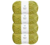 Pretty Jolly 4 Skeins Fancy Loop Yarn Soft Yarn with Little Loop Novelty Yarn for DIY Craft Fashion Yarn for Crochet Knitting Boucle Yarn Fingering Weight Yarn Totle Length4x140m(4x50g)(Grass)