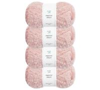 Pretty Jolly 4 Skeins Fancy Loop Yarn Soft Yarn with Little Loop Novelty Yarn for DIY Craft Fashion Yarn for Crochet Knitting Boucle Yarn Fingering Weight Yarn Totle Length4x140m(4x50g)(Light Pink)