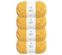 Pretty Jolly 4 Skeins Fancy Loop Yarn Soft Yarn with Little Loop Novelty Yarn for DIY Craft Fashion Yarn for Crochet Knitting Boucle Yarn Fingering Weight Yarn Totle Length4x140m(4x50g)(Bright Yellow)