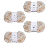 Pretty Jolly 4 Skeins Faux Fur Super Soft Chunky Fluffy Eyelash Polyester Yarn (Ginger Cat)