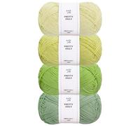 Pretty Jolly 4 Skeins Soft Baby Yarn, 100% Cotton, Crochet & Knitting, 4 Ply, Fingering Weight, Blanket Yarn for DIY Craft Total Length 4×160m/4×50g (Set 13)