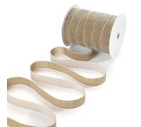 Pretty Jolly Beige Velvet Ribbon 1 Inch x 50Yd Glitter Single Face Sparkly Roll for Gift Wrapping, Christmas Tree Wreath Decoration, Hair Bow and Crafts