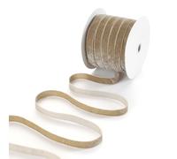 Pretty Jolly Beige Velvet Ribbon 5/8 Inch x 50Yd Glitter Ribbon for Gift Wrapping Single Face Sparkly Roll for Christmas Tree Wreath Decoration Hair Bow Ribbons for Crafts