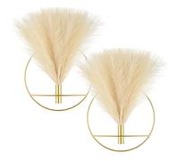 Pretty Jolly Boho Wall Decor, Large Wall-Mounted Metal Wall Decor, Hanging Artificial Pampas Display, Wall Art Living Room, Bedroom, Bathroom, Dining room, 2 Pack Gold Beige