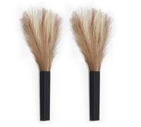 Pretty Jolly Boho Wall Decor Pampas Metal Planter Modern Home Vase,Artificial Flowers Indoor Wall Sculpture for Living Room, Bedroom Beige Coffee Set of 2 Black