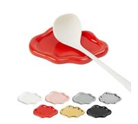 Pretty Jolly Ceramic Spoon Rest for Stove Top Kitchen Spoon Holder for Counter Coffee Spoon Rest Utensil Rest Red Spatula Rest Cloud Shape Home Decorative 7.68 Inches
