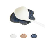 Pretty Jolly Ceramic Spoon Rest for Stove Top Shell Shape Large Kitchen Spoon Holder for Counter Blue Utensil Rest for Coffee Bar Home Decorative Cooking Spatula Rest 5.9in