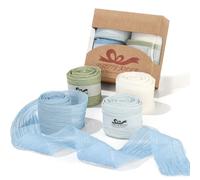 Pretty Jolly Crinkle Chiffon Ribbon for Flower Bouquet 1 1/2 Inch Green Blue Tulle Ribbon for Gift Wrapping Handmade Silk Ribbon 12 Yards Ribbons for Crafts Hair Wedding Invitation Baby Shower