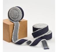 Pretty Jolly Dark Blue Denim Ribbon for Gift Wrapping Handmade Rustic Frayed Cotton Fabric Ribbon for Flower Bouquet Total 15 Yards 1 Inch Ribbons for Crafts Hair Wedding Invitation Holiday Decor