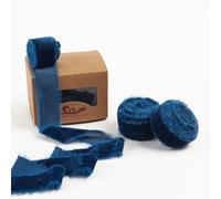 Pretty Jolly Denim Blue Velvet Ribbon for Gift Wrapping 1 Inch Handmade Frayed Vintage Velvet Ribbon for Christmas Tree Fringe Ribbons for Crafts Flower Bouquet Wreaths Home Decor Hair Bow 6 Yds