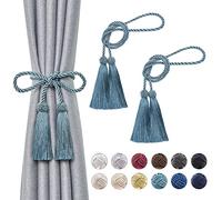 Pretty Jolly Double-ended Tassel Curtain Tiebacks, European Braided Rope, Decorative Design, Fits Thin & Thick Drapery, Ideal for Home & Office Windows, 2 Pack, Teal