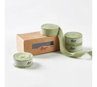 Pretty Jolly Light Green Cotton Ribbon for Gift Wrapping Handmade Rustic Frayed Ribbon for Flower Bouquet 5/8 Inch x 20 Yd Fabric Ribbons for Craft Wedding Invitation Holiday Decor Hair Christmas Tree