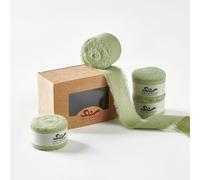 Pretty Jolly Light Green Cotton Ribbon for Gift Wrapping Handmade Rustic Frayed Ribbon for Flower Bouquet 1 Inch x 20 Yd Fabric Ribbons for Craft Wedding Invitation Holiday Decor Hair Christmas Tree