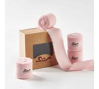 Pretty Jolly Light Pink Cotton Ribbon for Gift Wrapping Handmade Rustic Frayed Ribbon for Flower Bouquet 1 1/2 Inch x 20 Yd Fabric Ribbons for Craft Wedding Invitations Holiday Decor Christmas Tree